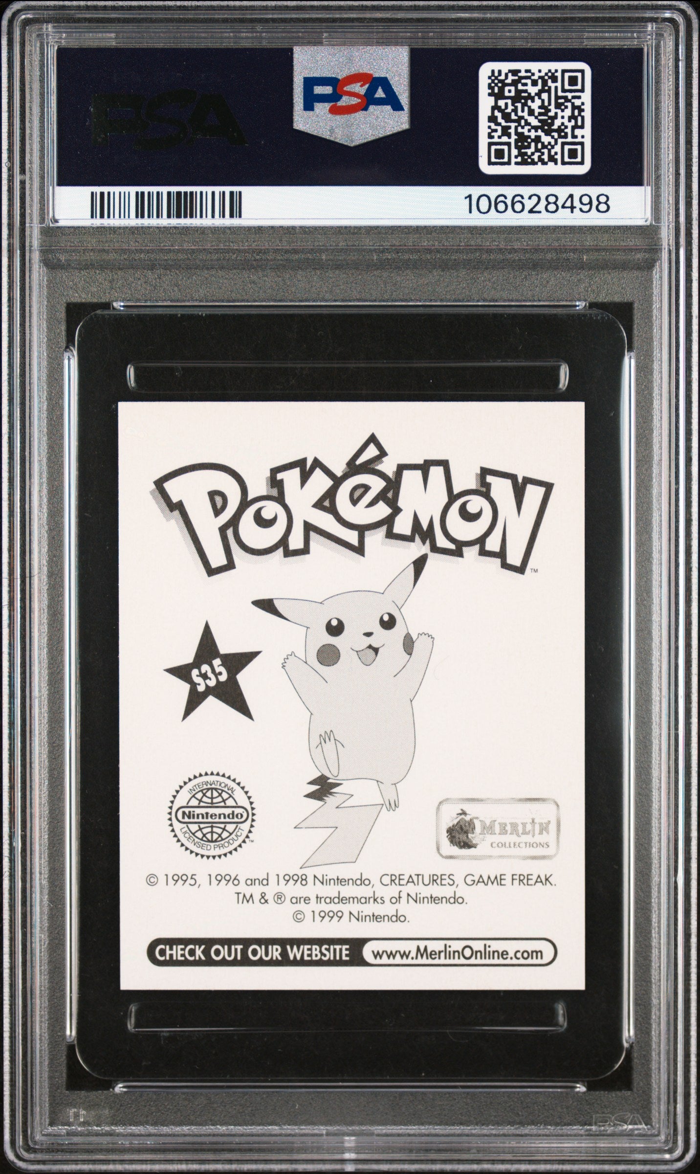 back of 1999 MERLIN POKEMON #S35 JESSIE-PRISM PSA 10 #106628498