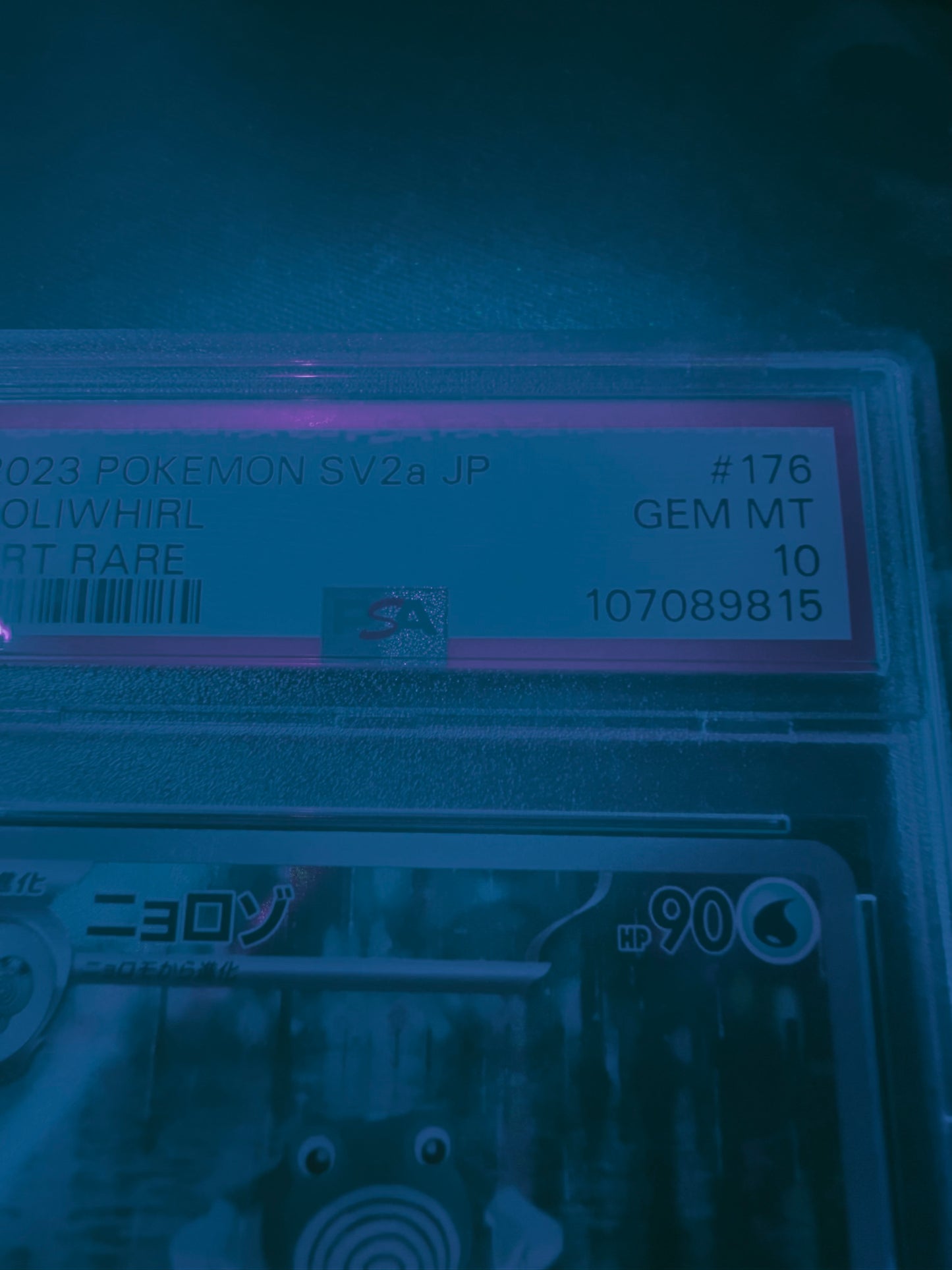 black light photo 2023 POKEMON JAPANESE SV2a-POKEMON 151 #176 POLIWHIRL ART RARE PSA 10 #107089815