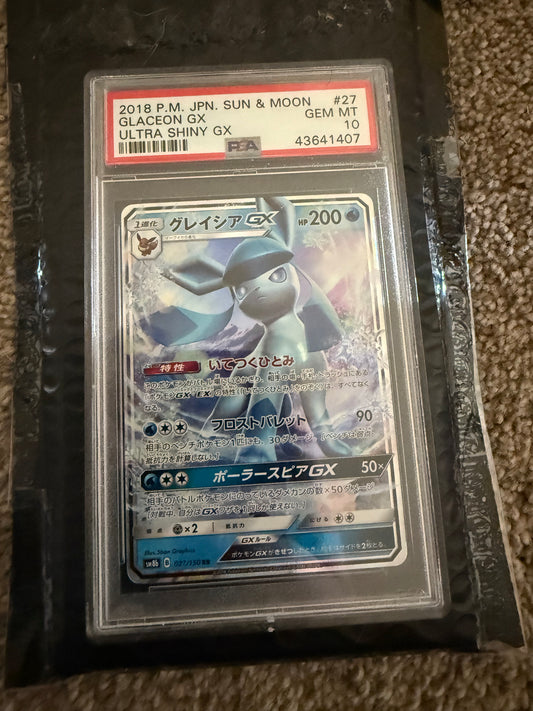 2018 POKEMON JPN SUN & MOON ULTRA SHINY GX #027 GLACEON GX PSA 10