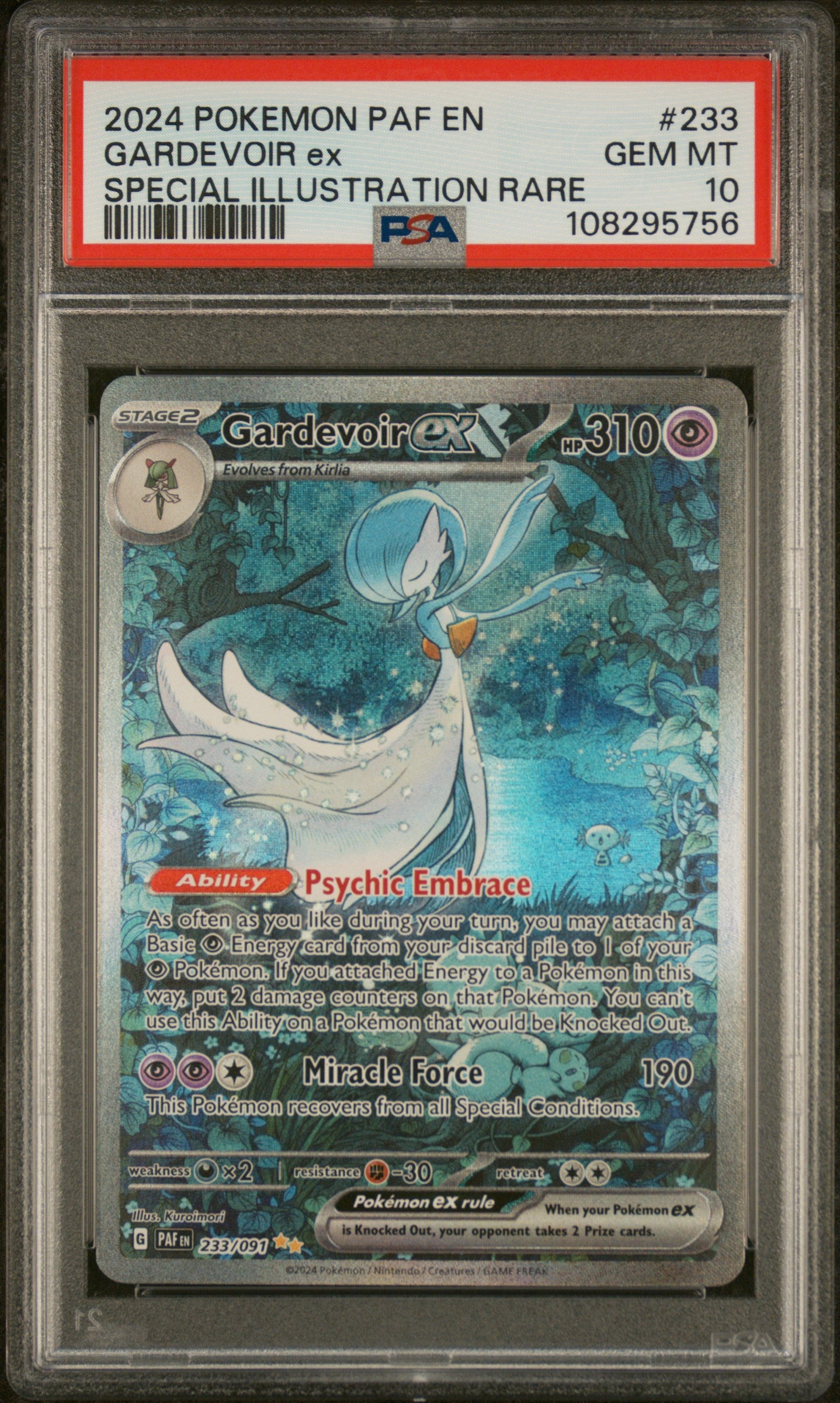 front of 2024 POKEMON PAF EN-PALDEAN FATES #233 GARDEVOIR ex SPECIAL ILLUSTRATION RARE PSA 10 #108295756
