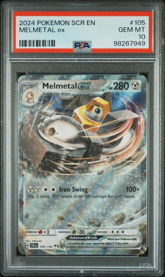 front of 2024 POKEMON SCR EN-STELLAR CROWN #105 MELMETAL EX PSA 10 98267949