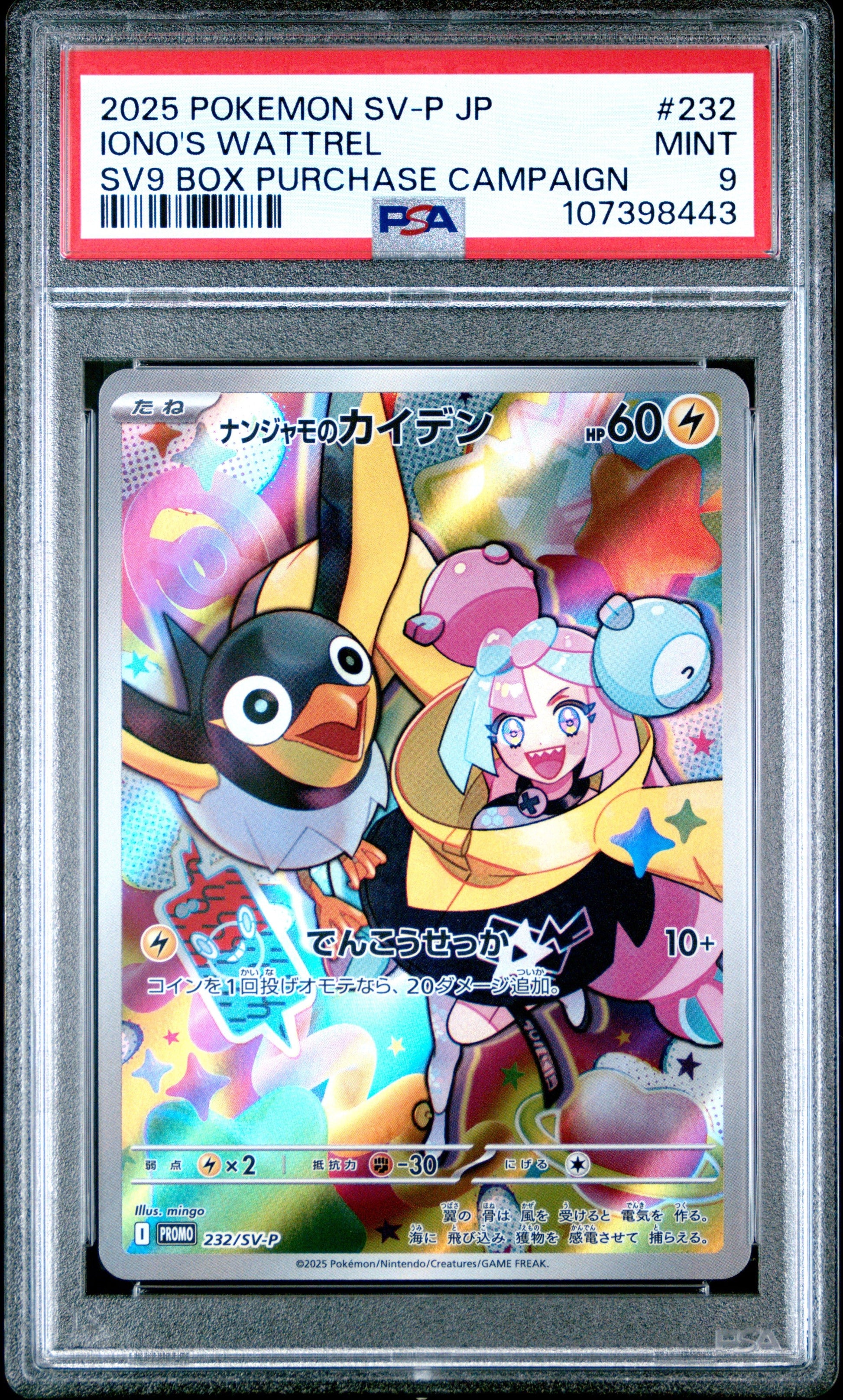 front of 2025 POKEMON JAPANESE SV-P PROMO #232 IONO'S WATTREL SV9 BOX PURCHASE CAMPAIGN PSA 9 #107398443