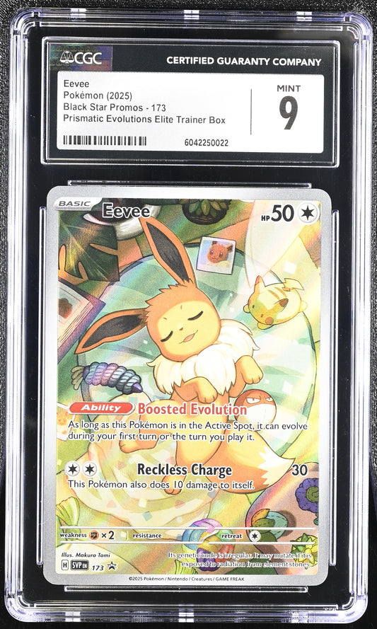 front of 2025 POKEMON SVP EN-SV BLACK STAR PROMO #173 EEVEE CGC 9 1234567999